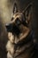 Generative AI illustration studio portrait style image of German Shepherd pedigree dog breed