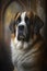 Generative AI illustration studio portrait style image of St Bernard pedigree dog breed