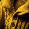 Generative AI illustration of warm bright yellow knitted woolen sweater with brown buttons