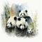 Generative AI illustration of watercolour painting image of endangered Giant Panda