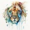 Generative AI illustration of watercolour style image conceptual design powerful solitary lion