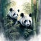 Generative AI illustration of watercolour style image of endangered animal Giant Panda