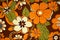 Generative ai illustration. Yellow, orange and brown vintage flowers