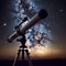 Generative AI illustrations, Astronomical telescope for observing stars, planets, Moon, celestial objects in the sky.