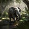 Generative AI, illustrations, elephant in the jungle