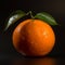 Generative AI illustrations, Orange fruit isolate. Orange citrus with drops on black background