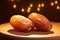 Generative AI Image of Arabian Dates Fruit on Wooden Table with Bokeh Lights Background