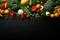 Generative AI Image of Assorted Fresh Vegetables with Blank Space on Dark Background