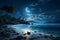 Generative AI Image of Beach Nature Landscape with Full Moon at Night