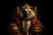 Generative AI Image of a Bear King Sitting on a Throne Wearing Royal Clothing