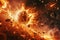 Generative AI Image of Burning Fire Meteor Hits a Planet with Huge Explosion Big Disaster