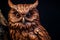 Generative AI Image of Carving Owl Statue from Wood on Black Background