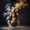 Generative AI image of a cello on fire