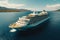 Generative AI Image of Cruise Ship Sailing in the Sea with Nature Landscape in Bright Day