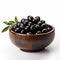 Generative AI Image of Delicious Black Olives Fruit in Wooden Bowl
