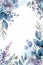 Generative AI Image of Empty Wedding Invitation Card Background with Watercolor Blue Flowers