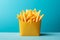 Generative AI Image of Fast Food French Fries in Yellow Paper Packaging