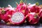 Generative AI Image of Fresh Dragon Fruits with Water Droplets