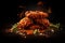 Generative AI Image of Fried Chicken with Spicy Sauce on Dark Background