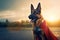 Generative AI image of a german shepherd dressed as a super hero