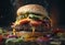 Generative AI image of a giant hamburger