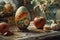 Generative AI Image of Goldfish Painting in Egg Shell for Nowruz Celebration