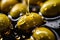 Generative AI Image of Green Olives Fruit with Healthy Oil