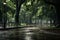 Generative AI Image of Green Trees in the Park During Rain