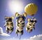 Generative AI image of a group of blind mice sky diving