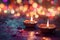 Generative AI Image of Hot Fire Flame Lights in Antique Bowl for Deepavali Festival Celebration