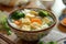 Generative AI Image of Hot Tofu Noodle Soup with Vegetable in Bowl