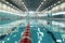 Generative AI Image of Indoor Competition Sport Swimming Pool with Blue Water
