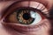 Generative AI Image of Macro Shot of Beautiful Human Eye with Brownish White Skin