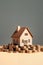 Generative AI Image Of Model House On Pile Of Coins To Show Home Ownership