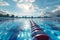 Generative AI Image of Outdoor Sport Swimming Pool Landscape in Bright Day