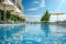 Generative AI Image of Outdoor Swimming Pool Landscape in Luxury Hotel on Sunny Day