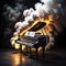 Generative AI image of a piano on fire