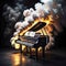 Generative AI image of a piano on fire