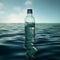 Generative AI image of a plastic bottle in the water