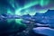 Generative AI Image of Polar Nature Landscape with Aurora Borealis in the Sky