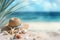 Generative AI Image of Summer Holiday Background with Hat Starfish on the Beach