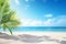 Generative AI Image of Summer Nature Background with Tropical Leaves on the Beach