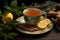 Generative AI Image of Traditional Herbal Tea Drink in a Cup with Lemon and Ginger
