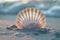 Generative AI Image of White Sea Shell on Beach Sand
