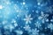 Generative AI Image of Winter Frozen Snowflakes with Bokeh Lights on Blue Background