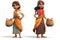 Generative AI Isometric Indian People in-