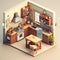 Generative AI a kitchen created in 3d isometric