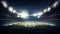 Generative AI of a large football stadium with bright lights at night