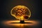 Generative AI of a lightbulb in the shape of a brain concept for Psychology of Creative Inspiration, Conceptual Illustration