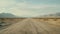 Generative AI, lonely road in the desert, aesthetic, muted neutral colors, cacti